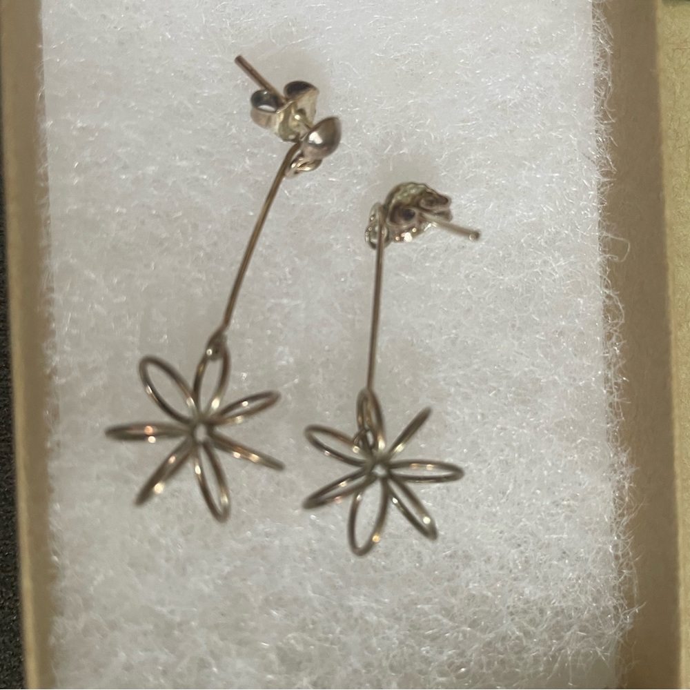 Sterling Silver Wire earrings- Fond of Flowers